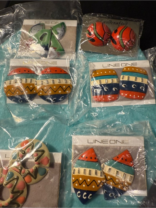 Line One Other - Line One Women’s Colorful Patterned Earrings- Multicolor- lot of 6